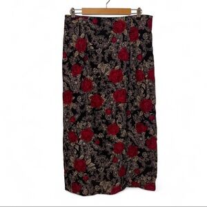 Y2K Briggs New York Black Maxi Skirt with Red Rose Print NWT #y2k #vintage